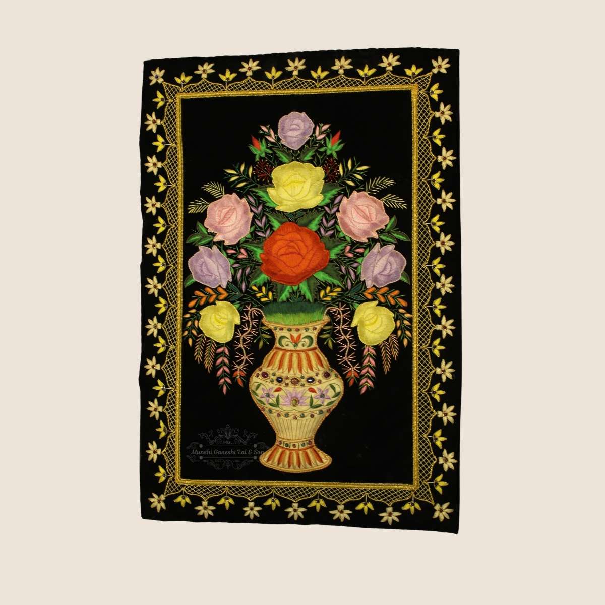 Cloth Woven Flower Pot Design Embroidery